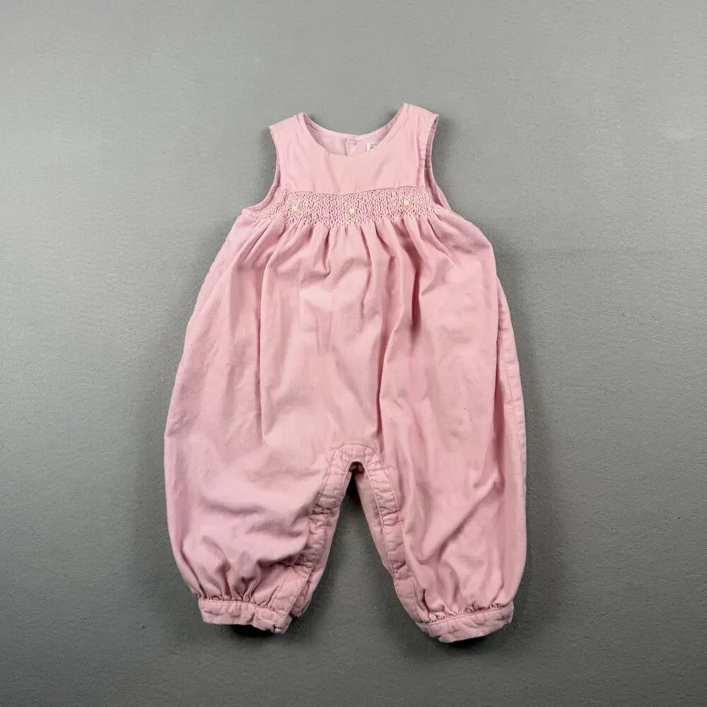 VTG Children’s Place Pink Smocked Corduroy Bubble Romper 12M